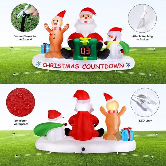 🆕8 FT Christmas Inflatable Countdown Clock Snowman Blow Up Outdoor Decorations - Picture 8 of 10